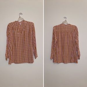 Gingham tie front blouse